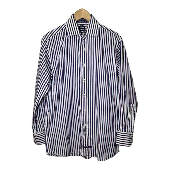 English Laundry Mens Striped Dress Shirt Purple 151/2 32/33 - Picture 2 of 8